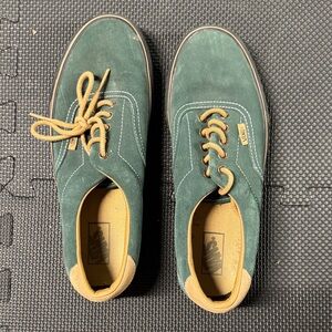 Vans Men's Green Suede and Tan Sneakers